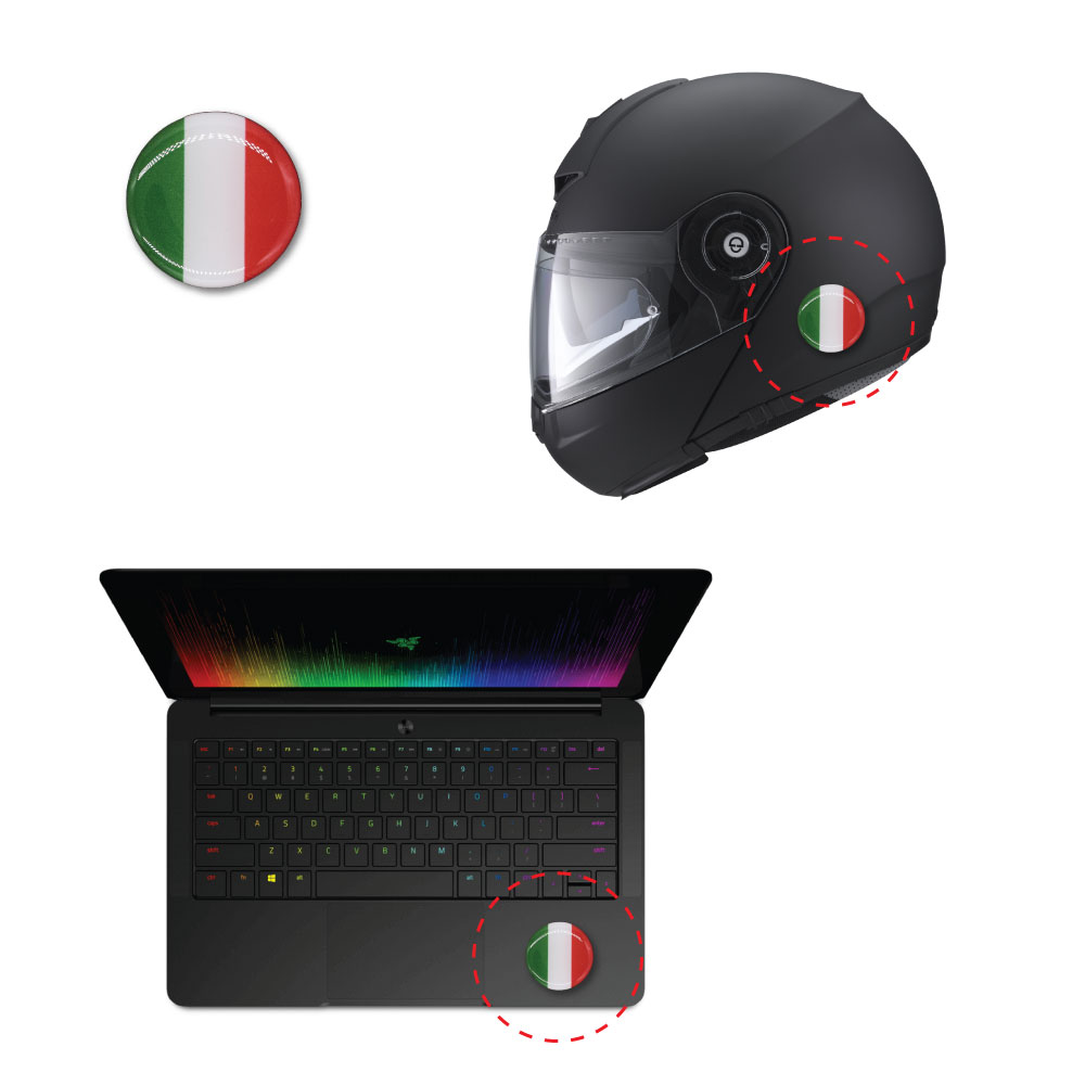 Aufkleber Streifen runde Schild Flagge Italien Tricolore Italien Flagge Aufkleber  Auto Motorrad Helm PVC abgeschnitten 4 Stück. - .de