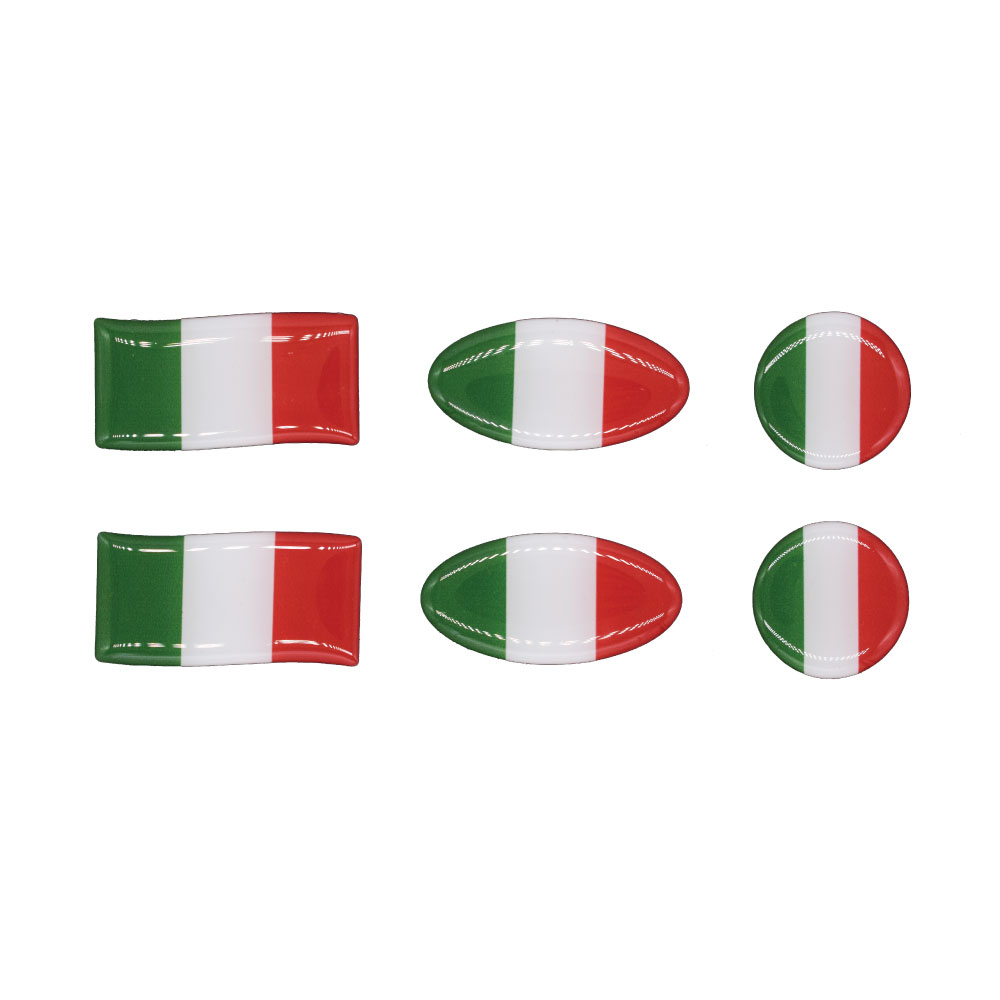 Italien Flaggen Aufkleber 3D Deko Gel Sticker Set für Auto Kfz